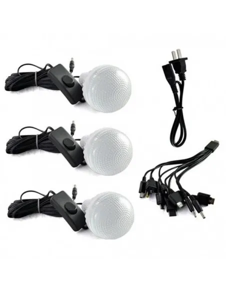 Kit Iluminare 3 becuri LED cu incarcare solara Camping GDlite- 3
