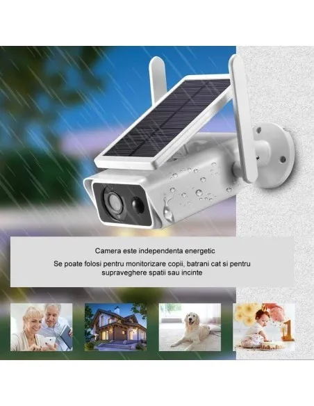 Camera de supraveghere IP Wireless HD cu panou solar