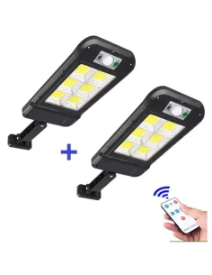2 x Proiector solar cu 6 celule, LED-uri COB si telecomanda