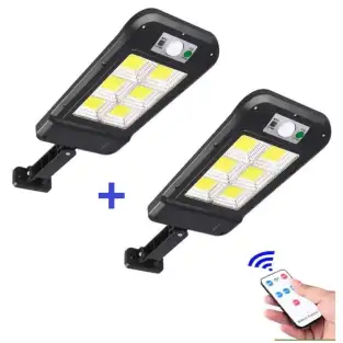 2 x Proiector solar cu 6 celule, LED-uri COB si telecomanda