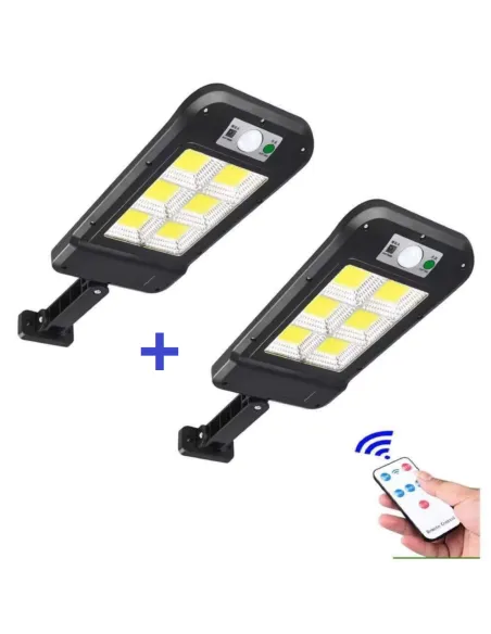 2 x Proiector solar cu 6 celule, LED-uri COB si telecomanda