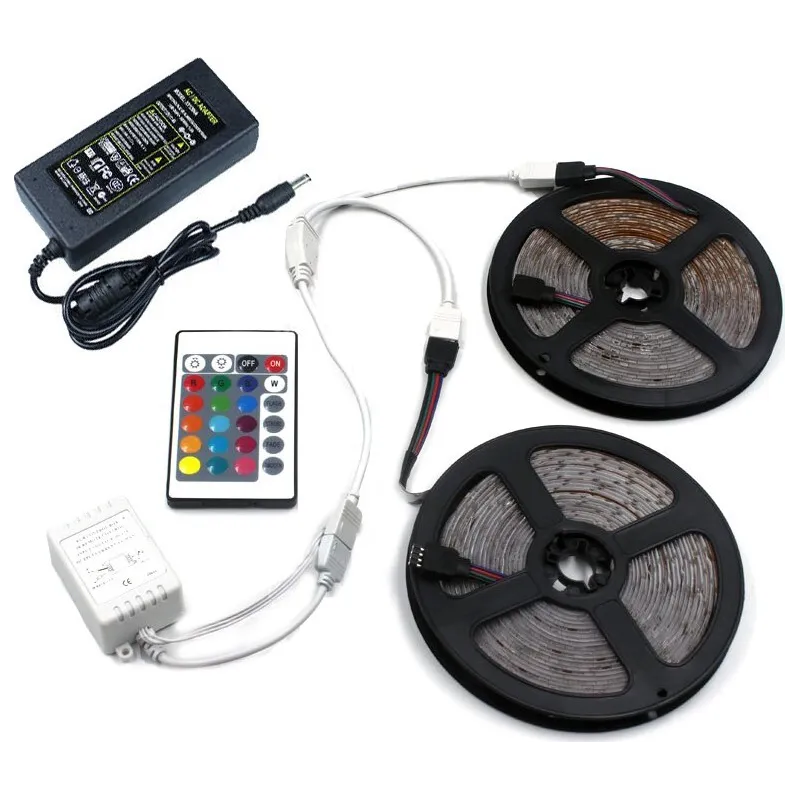 Banda LED SMD 10m, cu telecomanda si joc de lumini, interior