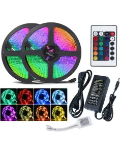Banda LED SMD 10m, cu telecomanda si joc de lumini, interior