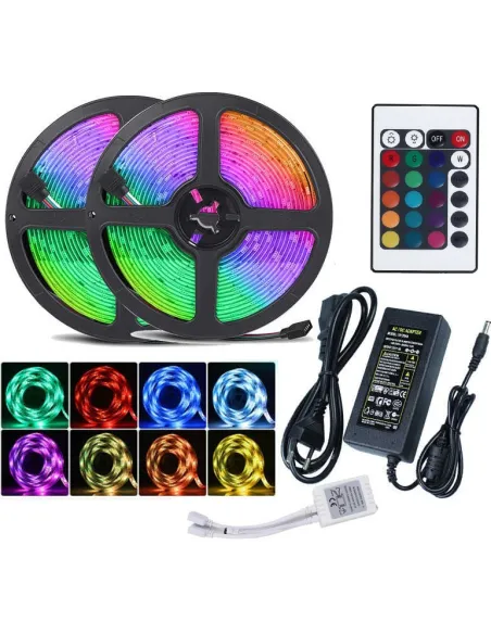 Banda LED SMD 10m, cu telecomanda si joc de lumini, interior