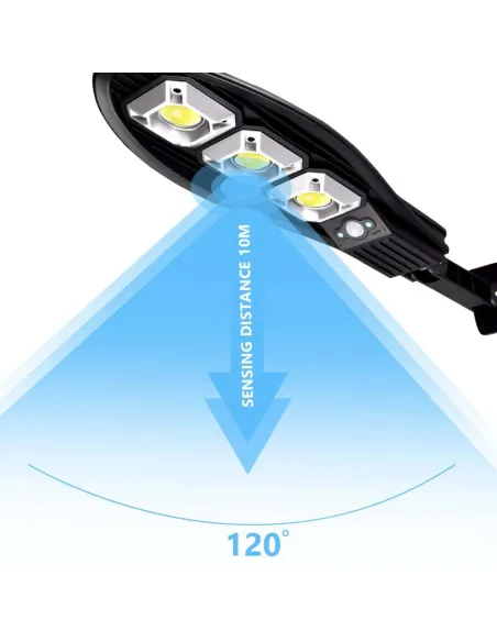 Lampa stradala solara, 90 LED COB, 3 moduri, telecomanda inclusa