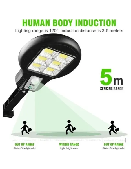 Lampa solara LED 6 SMD cu senzor de miscare si lumina