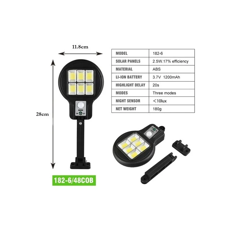 Lampa solara LED 6 SMD cu senzor de miscare si lumina