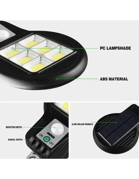 Lampa solara LED 6 SMD cu senzor de miscare si lumina