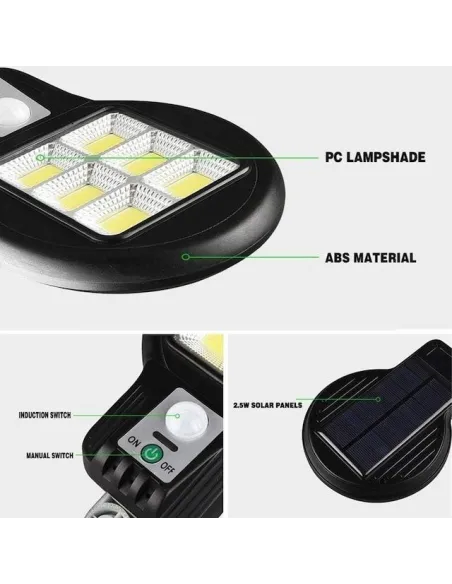 Set 4 x Lampa solara LED 6 SMD cu senzor de miscare si lumina
