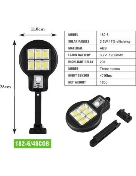 Set 4 x Lampa solara LED 6 SMD cu senzor de miscare si lumina