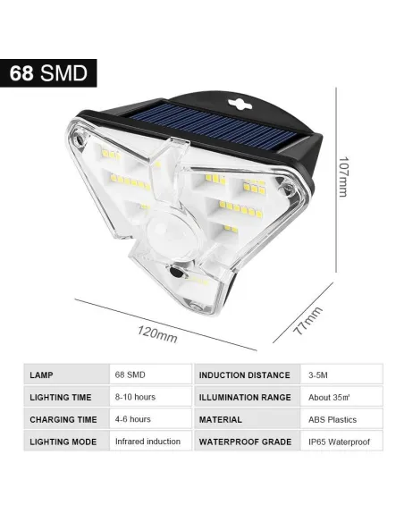 Proiector solar LED cu senzor de miscare, GL-68, 3 moduri