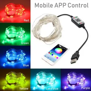 Sârmă de cupru , USB bluetooth smart LED șir de lumină 8 m, cod QR 2