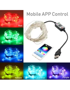 Sârmă de cupru , USB bluetooth smart LED șir de lumină 8 m 2