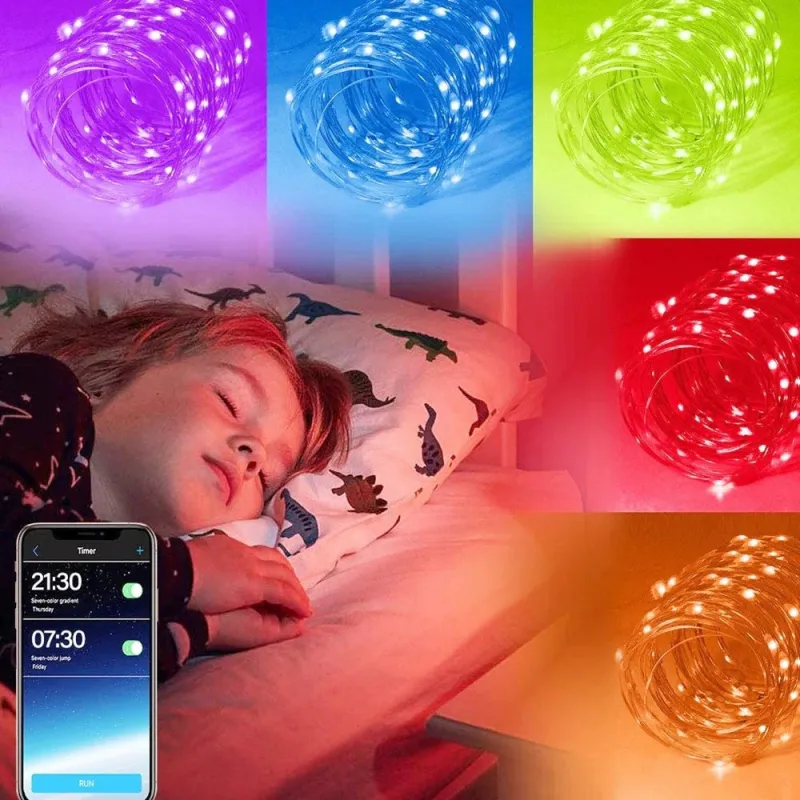Sârmă de cupru , USB bluetooth smart LED șir de lumină 8 m, cod QR