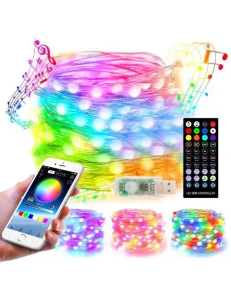 Sârmă de cupru , USB bluetooth smart LED șir de lumină 8 m, cod QR
