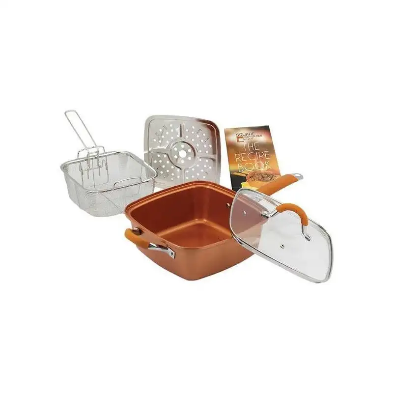 Tigaie multifunctionala cu 5 piese, non-aderenta,patrata, fripteuza, Migas