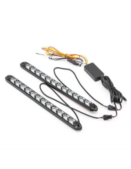 Set lumini auto LED DRL cu semnalizare dinamica, 12 module