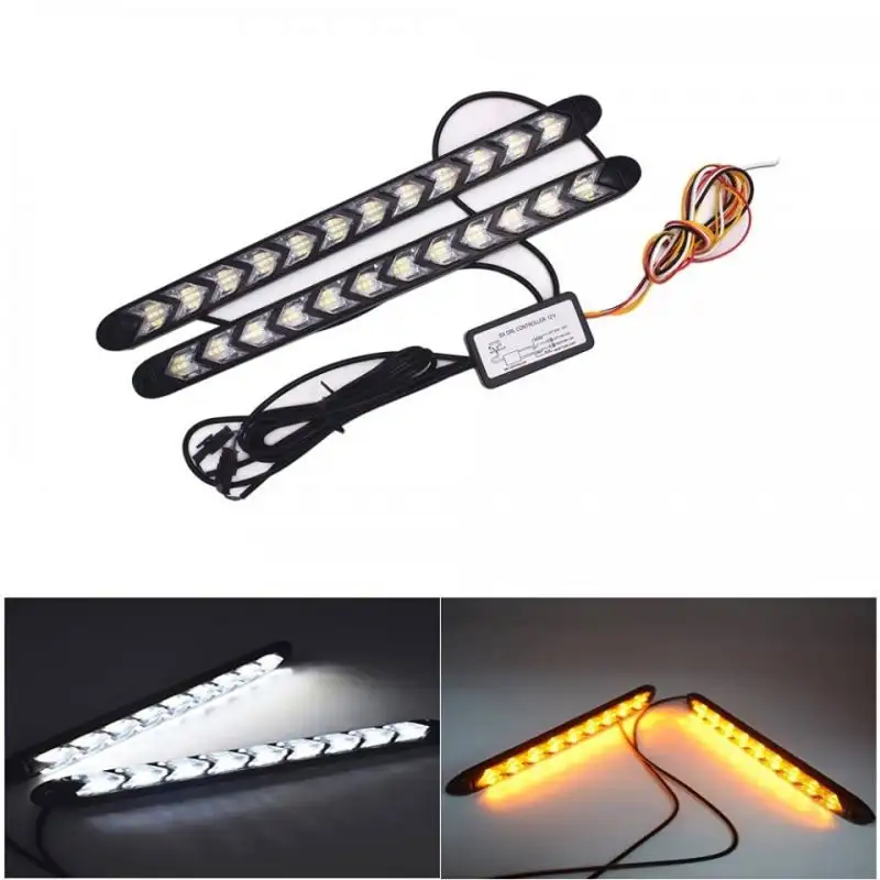 Set lumini auto LED DRL cu semnalizare dinamica, 12 module