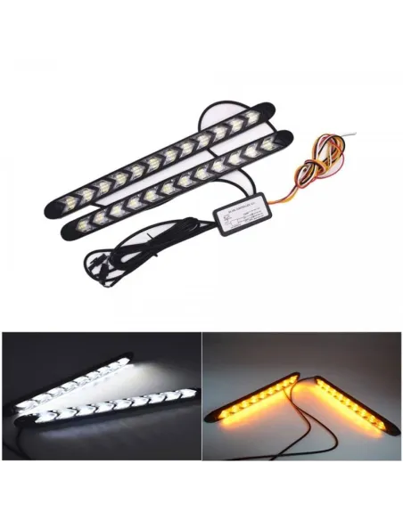Set lumini auto LED DRL cu semnalizare dinamica, 12 module