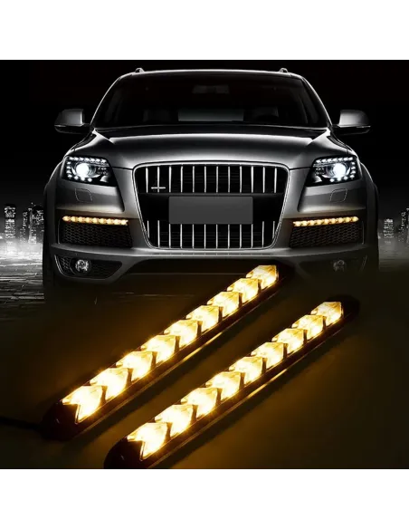 Set lumini auto LED DRL cu semnalizare dinamica, 12 module