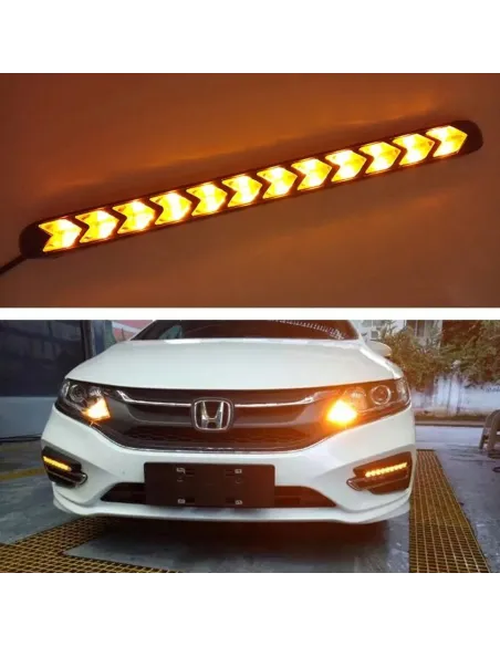 Set lumini auto LED DRL cu semnalizare dinamica, 12 module