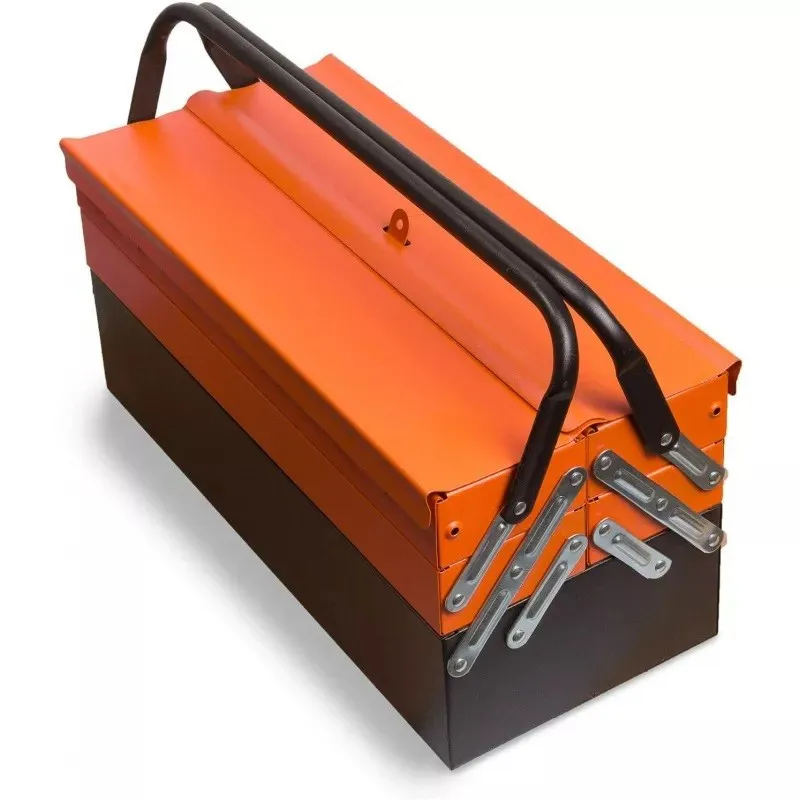 Cutie 85 Piese si Scule Compartimentata cu 4 sertare Pliabile Negru Portocaliu