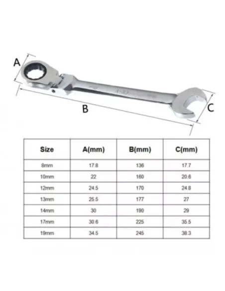 Set 7 chei inelare, articulate, duble cu clichet