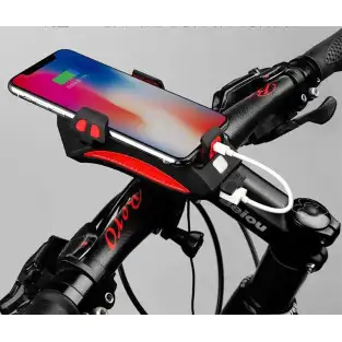 Suport de telefon pentru bicicleta cu lanterna si alarma 2
