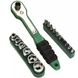 Cheie 8 piese tip clichet maner VERDE (10 biti si 6 tubulare 1/4 ) multifunctionala