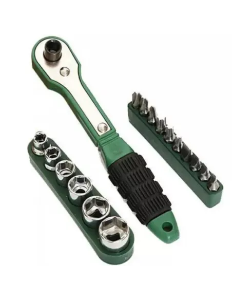 Cheie 8 piese tip clichet maner VERDE (10 biti si 6 tubulare 1/4 ) multifunctionala