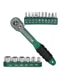 Cheie 8 piese tip clichet maner VERDE (10 biti si 6 tubulare 1/4 ) multifunctionala