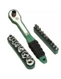 Cheie 8 piese tip clichet maner VERDE (10 biti si 6 tubulare 1/4 ) multifunctionala