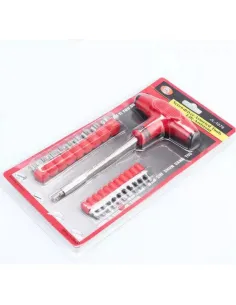 Set 21 Piese 9 Tubulare 11 Biti si Maner ROSU magnetic in forma de T 2