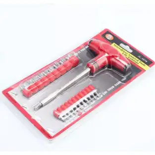 Set 21 Piese 9 Tubulare 11 Biti si Maner ROSU magnetic in forma de T 2