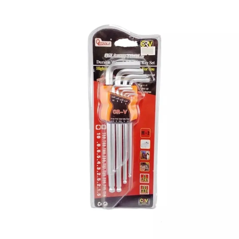 Set 9 chei hexagonale tip imbus cu capat sferic extra lungi 1.5-10mm