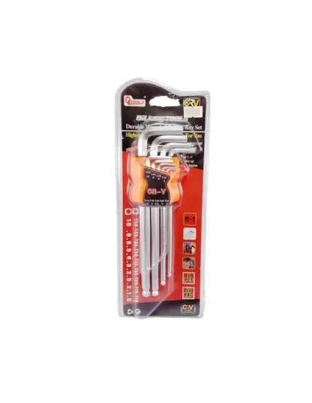 Set 9 chei hexagonale tip imbus cu capat sferic extra lungi 1.5-10mm