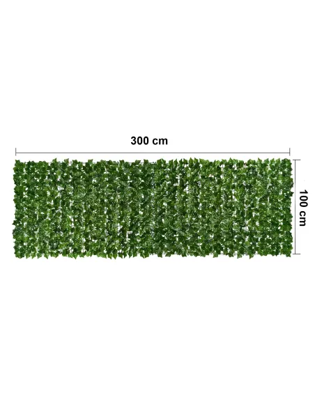 Gard artificial verde cu frunze, 300x100cm