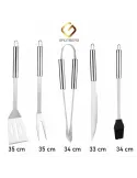 Set ustensile din inox pentru gratar, 5 piese
