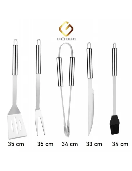 Set ustensile din inox pentru gratar, 5 piese