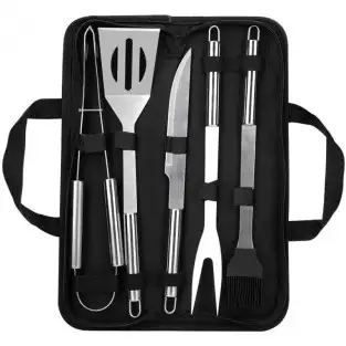 Set ustensile din inox pentru gratar, 5 piese