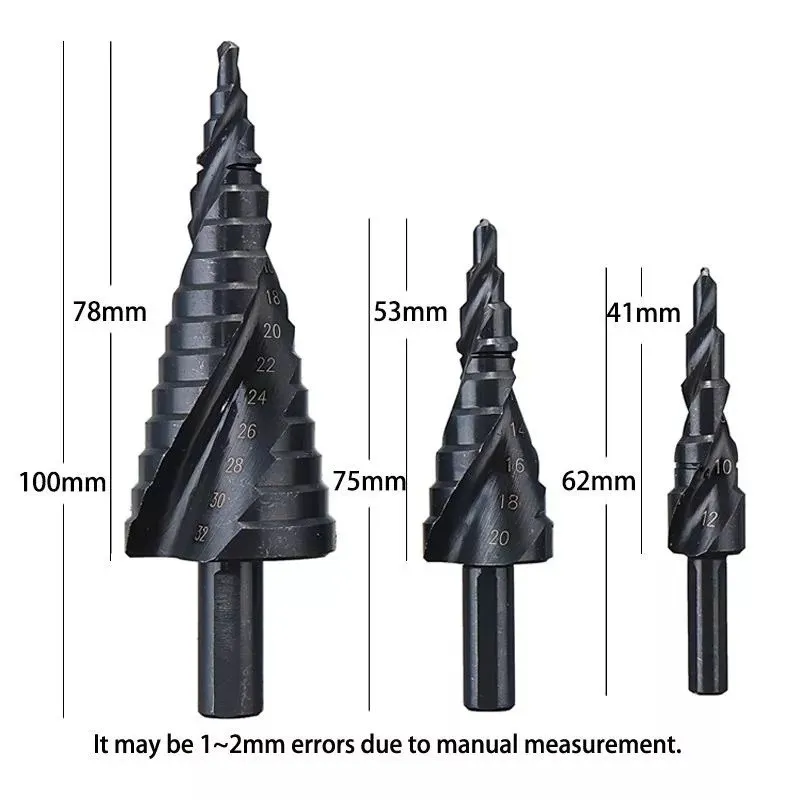 Set 3 burghie in trepte spiralate hss 4-32 freze negre