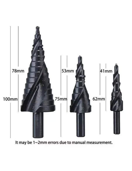 Set 3 burghie in trepte spiralate hss 4-32 freze negre