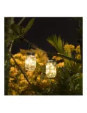 Lampa solara cu 10 LED-uri tip borcan 13.5 x 8 x 7.5 cm Alb Cald
