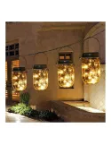 Lampa solara cu 10 LED-uri tip borcan 13.5 x 8 x 7.5 cm Alb Cald