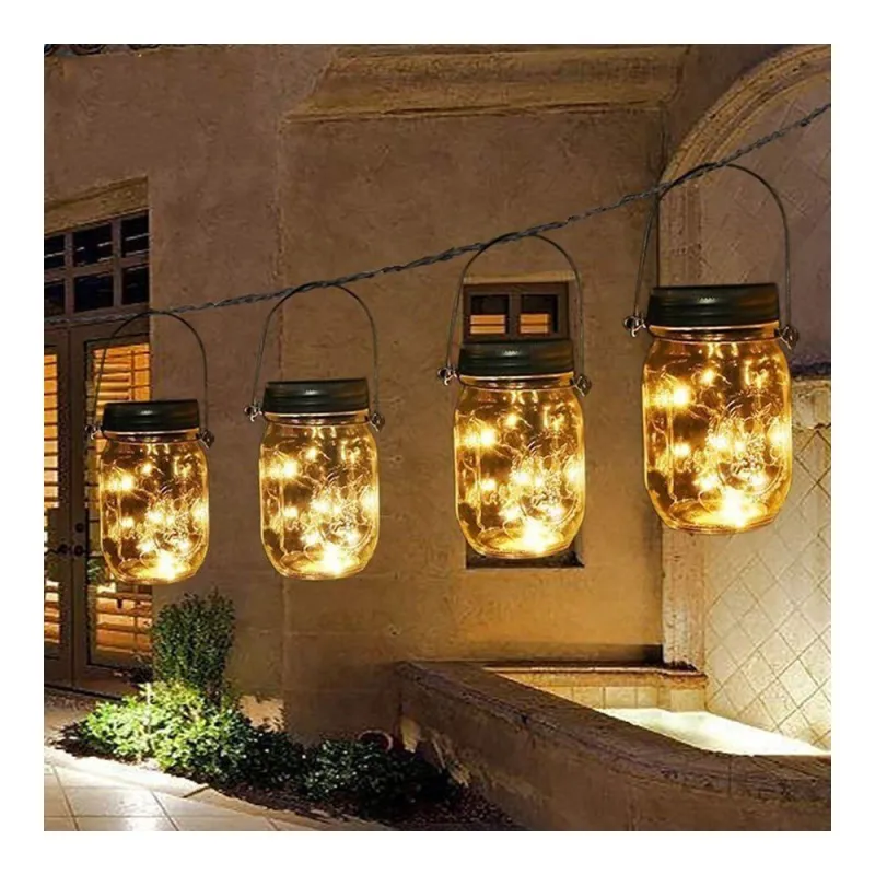 Lampa solara cu 10 LED-uri tip borcan 13.5 x 8 x 7.5 cm Alb Cald