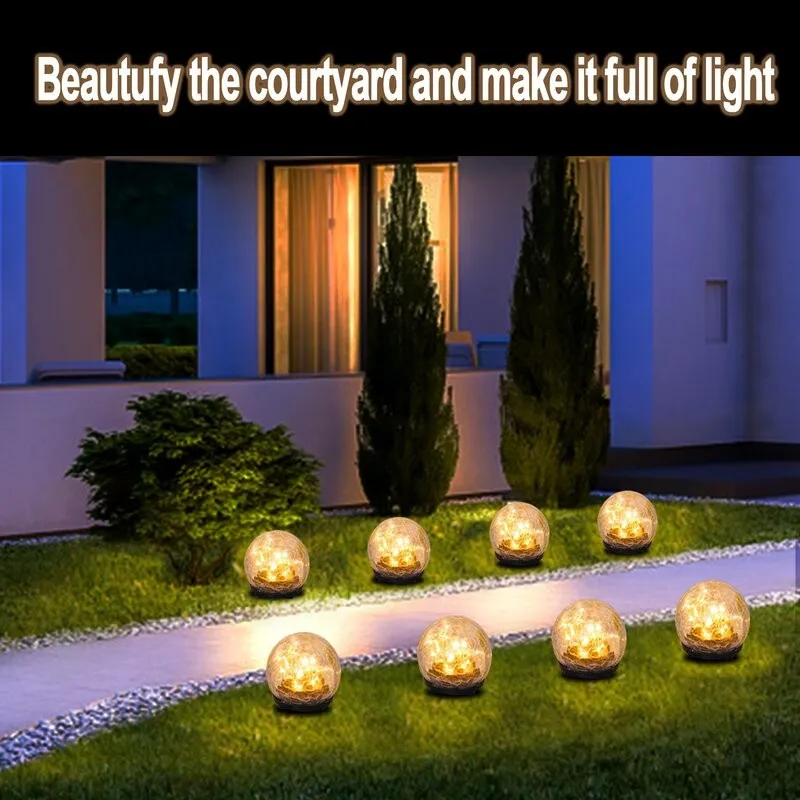 Lampa solara de gradina cu glob din sticla grapata