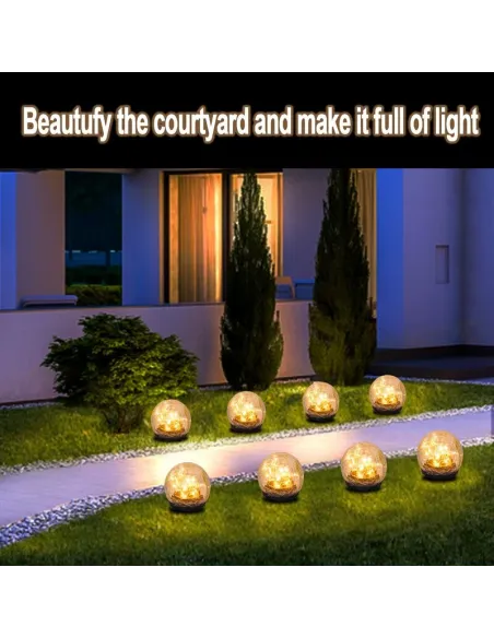 Lampa solara de gradina cu glob din sticla grapata