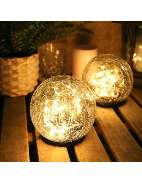 Lampa solara de gradina cu glob din sticla grapata