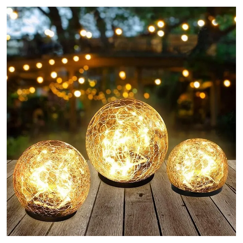 Lampa solara de gradina cu glob din sticla grapata