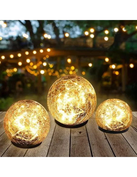 Lampa solara de gradina cu glob din sticla grapata